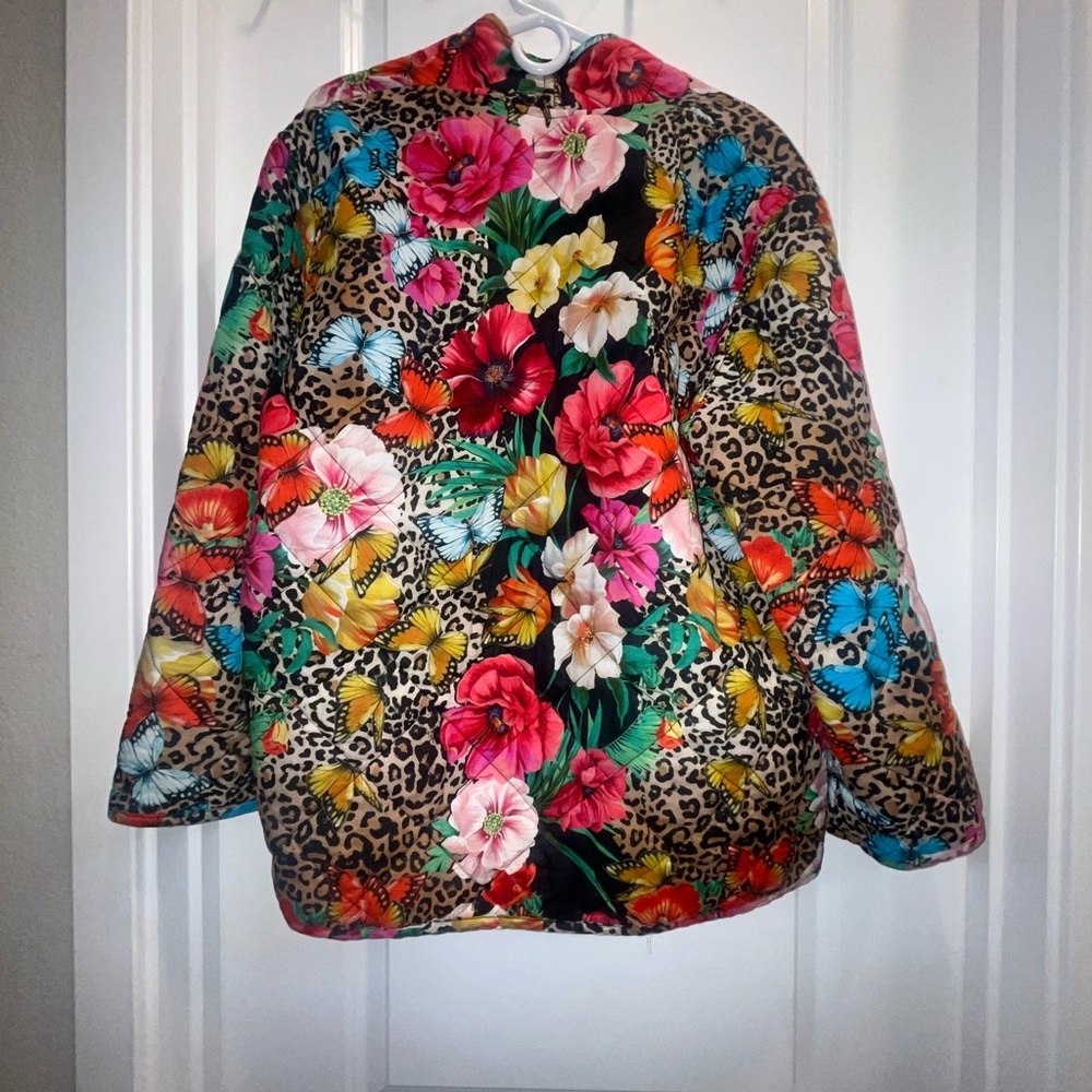 Johnny Was Sandra Quilted Floral Leopard Print Women's Jacket - Picture 4 of 6